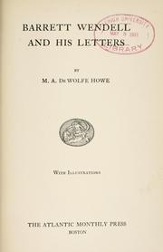 Barrett Wendell and His Letters cover