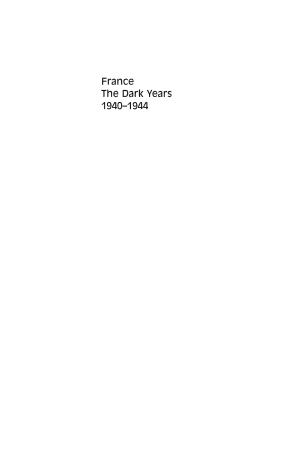 France: The Dark Years, 1940-1944 cover
