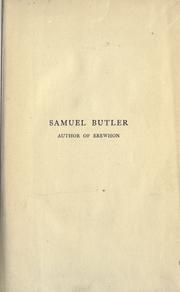 Samuel Butler, Author of Erewhon (1835–1902) – A Memoir cover