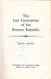 The Last Generation of the Roman Republic cover